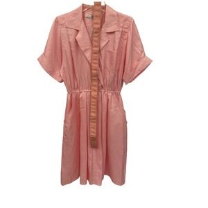Leslie Fay Pink Polyester Short Sleeve Collared Waist Dress Size 12
Vintage 80's